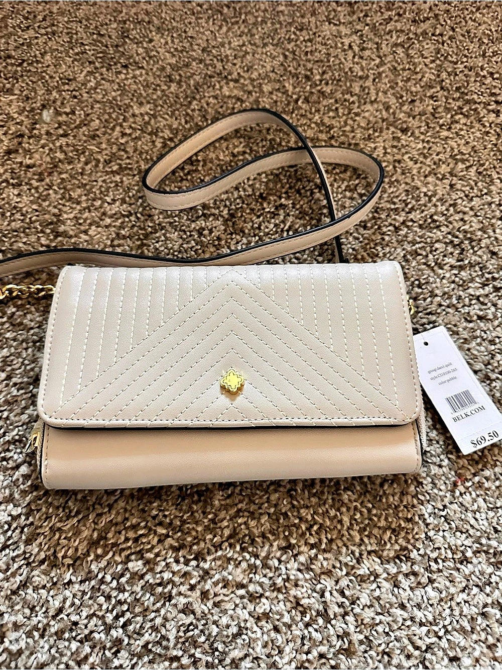 Crown & Ivy Quilted Crossbody Bag in Cream NWT